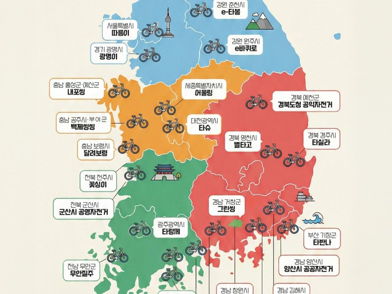 "따릉이 타고 타슈, 타랑께!"… 두 바퀴로 잇는 전국 공영자전거 지도