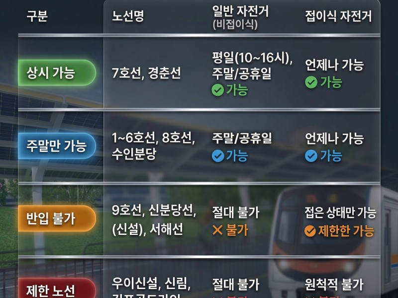 2026 수도권 지하철 자전거 이용 가이드