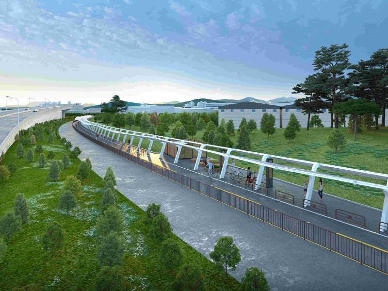 태양광 그늘 아래 달리는 자전거… 경기도, ‘햇빛 자전거길 1호’ 준공