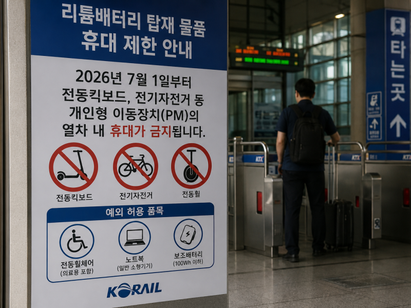 "7월부터 접이식도 안 된다"… 코레일, 전동킥보드·전기자전거 열차 탑재 전면 금지