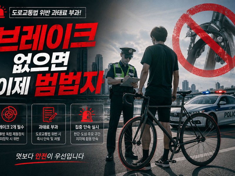 "브레이크 없으면 이제 범법자"… '노브레이크 픽시' 결국 법적 처벌·집중 단속